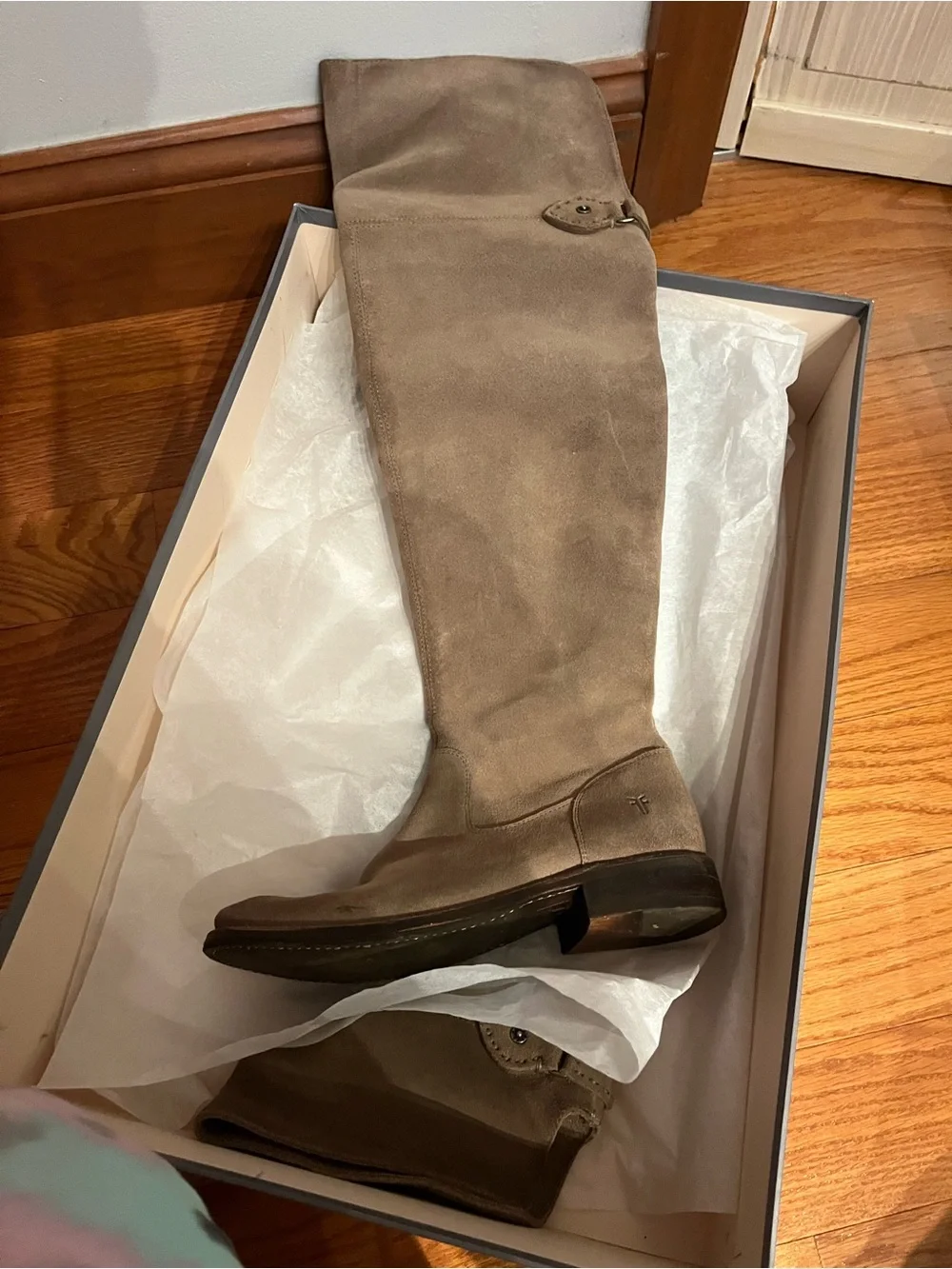 Frye Over-the-Knee Suede Boot in Taupe